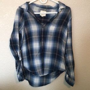 Blue button flannel